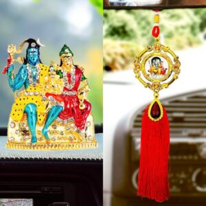 Sanbia Shiva Family Idol for Car Dashboard & Shiva Family Car Hanging Combo (Set Of 2) - Image 2