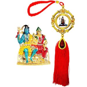 Sanbia Shiva Family Idol for Car Dashboard & Shiva Car Hanging Combo (Set Of 2) - Image 1