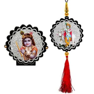 Sparkling Krishna Car Dashboard Idol & Car Hanging Combo (Set Of 2)
