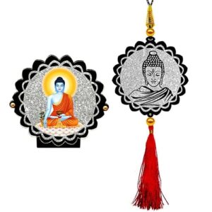 Sparkling Gautam Buddha Car Dashboard Idol & Car Hanging Combo (Set Of 2)