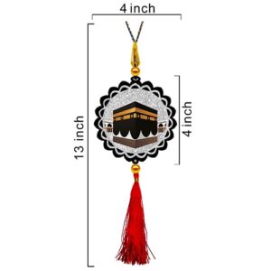 Febiaa Sparkling Mecca Madina Muslim Car Hanging for Car Interior Decor (Size: 4x13in) #6816 - Image 3