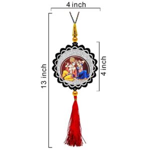 Sparkling Krishna Car Dashboard Idol & Radha Krishna Car Hanging Combo (Set Of 2) - Image 4